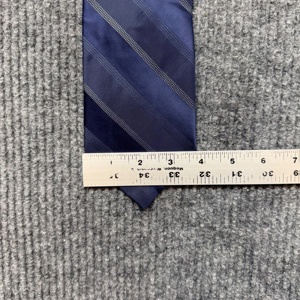 Calvin Klein Blue Striped Silk Necktie Made in USA Classic Designer Tie Standard